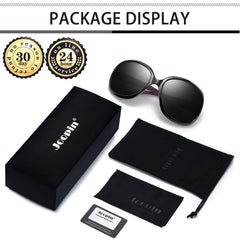 Joopin Polarized Sunglasses for Women, Ladies Big Frame Polarized Eyewear UV400 Protection Driving Fishing - Purple/Black