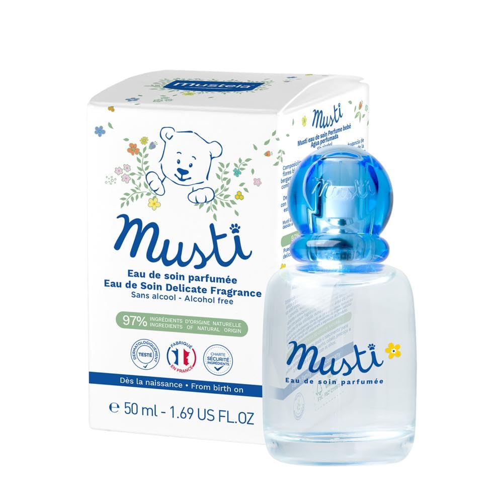 Mustela Musti Eau de Soin Parfumee - Delicate Fragrance for Boys & Girls - with Chamomile & Honey Extracts - AlcoholFree - 50ml
