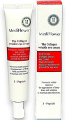 Korean Collagen Anti-Wrinkle Eye Cream for Delicate Skin Around Eyes with Hyaluronic acid, Adenosine & Sodium Hyaluronate, Age Reduction & Intensive Moisturizing, by MediFlower, Made in Korea