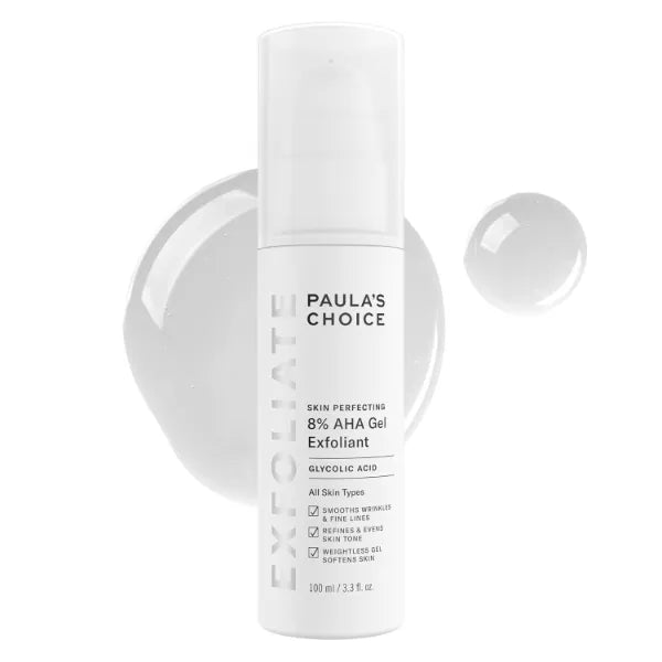 Paula's Choice SKIN PERFECTING 8% AHA Exfoliant, Gel Exfoliant with Glycolic Acid Chamomile & Green Tea, Leave On Gentle Face Exfoliator for All Skin Types, Fragrance- Free, 100ml