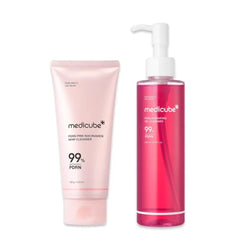 medicube Pink Cleanse & Glow Duo, PDRN Marshmallow Whip Cleanser (4.23oz) and PDRN Jelly to Foam Cleanser (6.76oz) | Daily Facial Wash for All Skin Types  For Clear Smooth Skin
