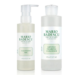 Mario Badescu Double Cleansing Skincare Bundle – Cleansing Oil & Gentle Foaming Cleanser Face Wash for All Skin Types – Lightweight Oil Makeup Remover & Deep Facial Cleanser