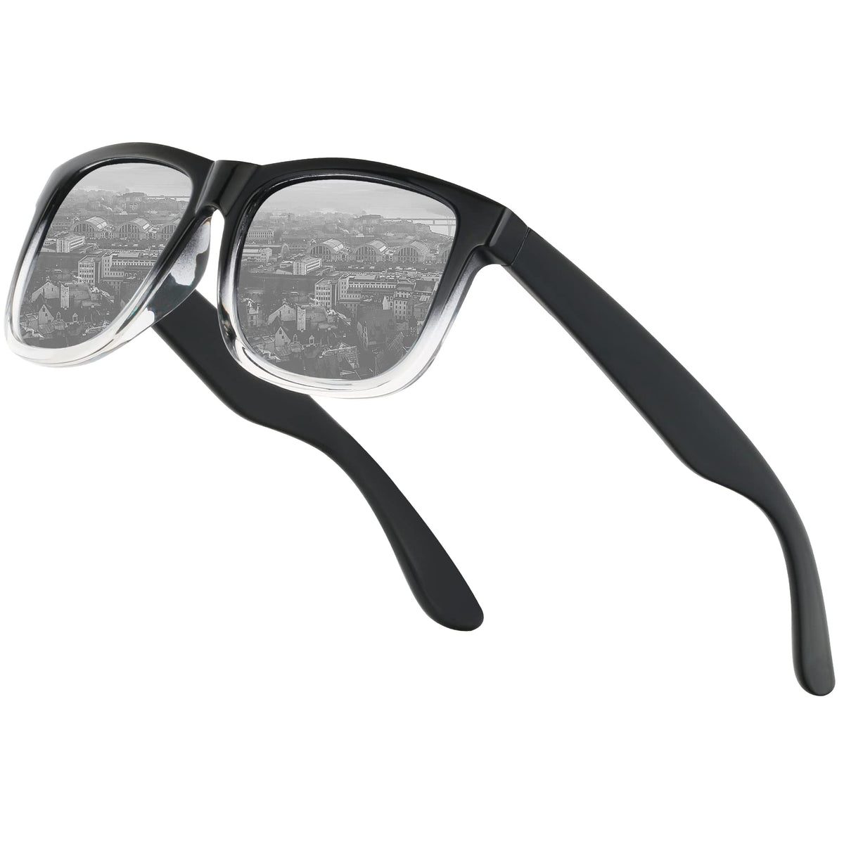 WASAIKKU Polarized Sunglasses for Men Women Classic Fashion Sunglasses Baseball Cycling Driving Fishing Golf Mens Sunglasses with UV Protectio - Black/clear frame with mercury lens