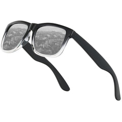 WASAIKKU Polarized Sunglasses for Men Women Classic Fashion Sunglasses Baseball Cycling Driving Fishing Golf Mens Sunglasses with UV Protectio - Black/clear frame with mercury lens