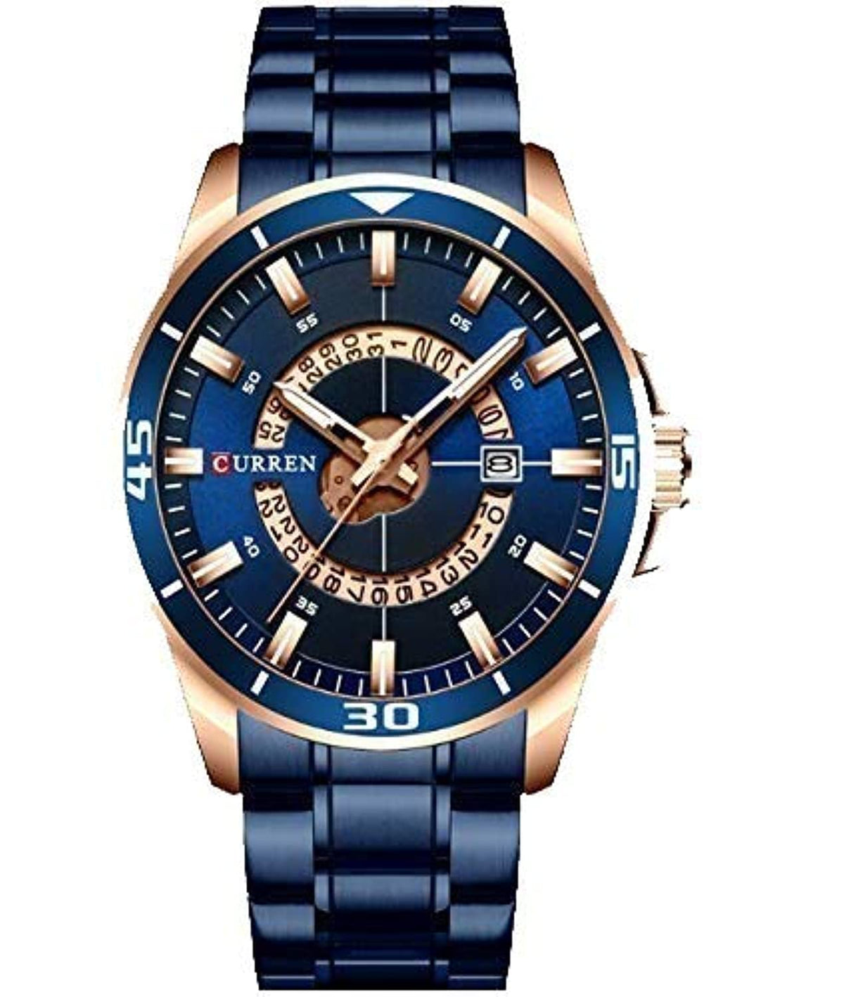 CURREN Quartz Chronograph Analogue Black Men wrist watch CR-8359-Rose Gold Blue
