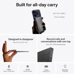 Pocket AI Personal Assistant (PKT01) – AI Voice Recorder with Auto Transcription – Space Gray