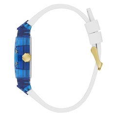 GUESS Silicone Analog Blue Dial White Strap Men's Watch-Gw0499G6