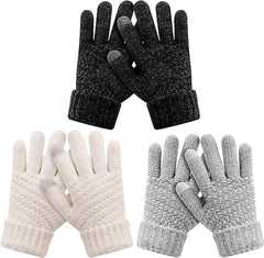 ChicAbode Kids Winter Gloves 3 Pairs, Knit Gloves Cold Weather, Children Warm Touchscreen Gloves, Toddler Gloves Teen Girls Boys