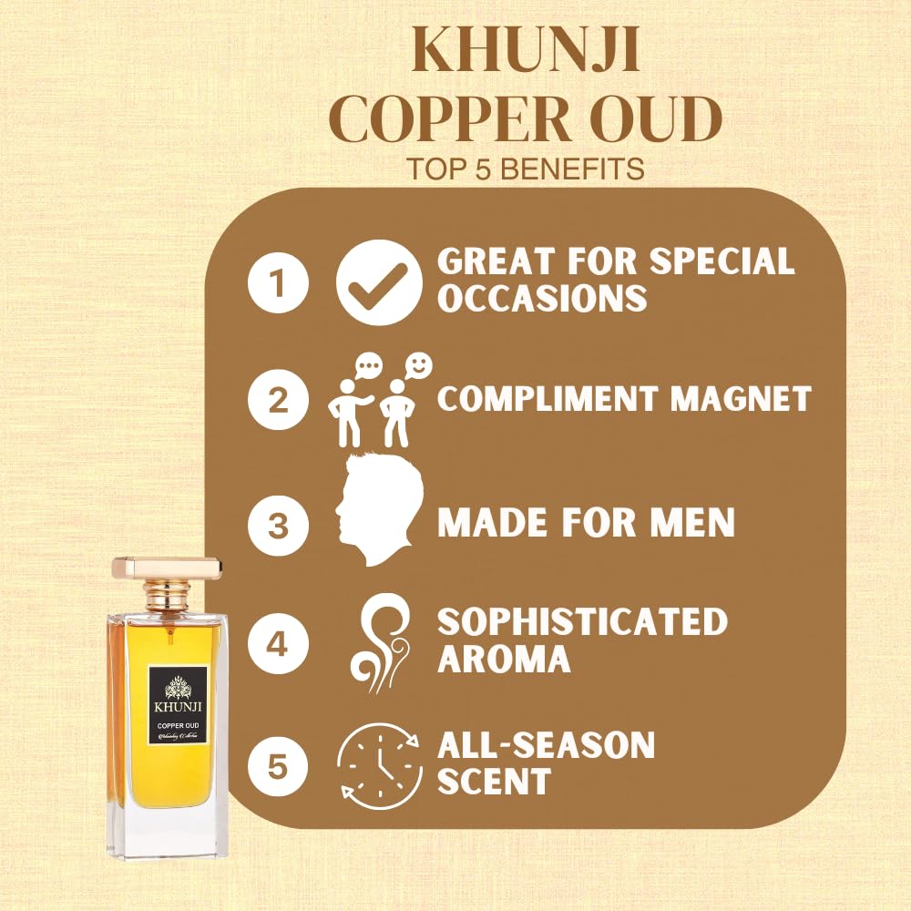 Khunji Copper Oud Eau De Parfum For Men, 100 ml