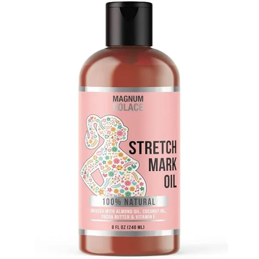 Magnum Solace Stretch Mark Oil for Pregnancy 100% Natural Belly Oil for Pregnancy with Cocoa Butter Oil, Almond Oil for Skin Alternative to Stretch Mark Cream for Pregnancy