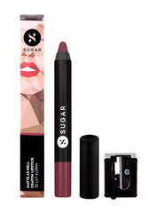 Sugar Cosmetics Matte as Hell Crayon Lipstick with Free Sharpener, Long-Wear Matte Lip Pencil - 25 Lily Aldrin (Mauve Pink)
