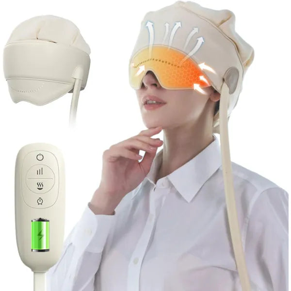 Comrelax FSA Eligible HSA Approved Head Massager for Headaches, Eye Massager with Heat, 2200 mAh Electric Rechargeable Head Tool for Stress Relief, Migraine Relief Massager for Forehead, 6 Zone Kneading