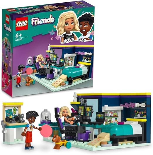 LEGO 41755 Friends Nova's Room Gaming Themed Bedroom Playset, Collectible Toy with Zac Mini-Doll and Pickle the Dog, Small Gift Idea for Kids 6+, 2023 Characters