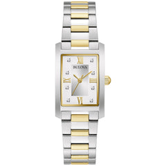 Bulova Ladies' Classic Diamond Two-Tone Stainless Steel 3-Hand Quartz Watch, Rectangle - Band Two Tone