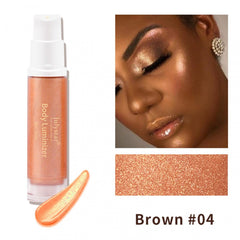 Liquid Highlighter Makeup For Face Cheekbone Body, Shimmer Glow Bronzer Glitter Ultra-Smooth Illuminating Highlighters Makeup, Waterproof Moisturizing Liquid Foundation