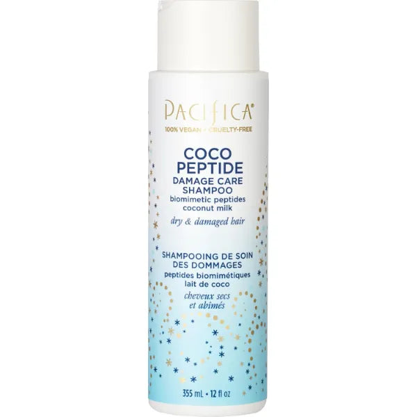 Pacifica Coco Peptide Damage Care Shampoo – Repairing Sulfate-Free Shampoo for Damaged Hair, Split Ends & Breakage, w/Collagen & Peptides Silicone-Free Clean Vegan & Cruelty-Free Dermatologist Tested