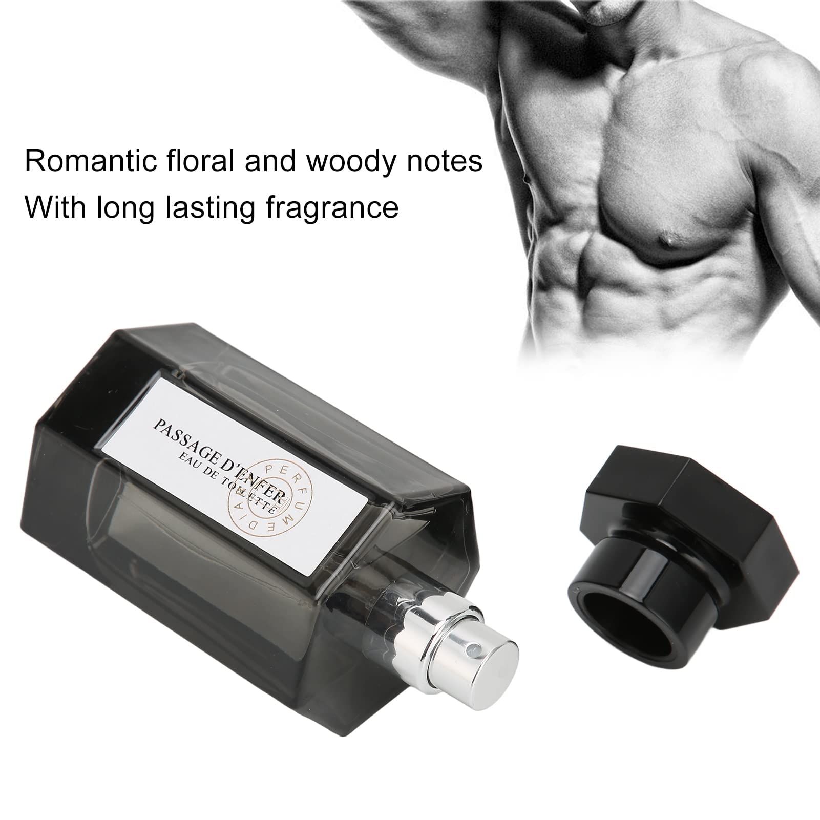 Long Lasting Male Woody Fragrance, Men's Spray Perfume Light Fragrance Spray Glass Bottle Perfume for Male 50ml