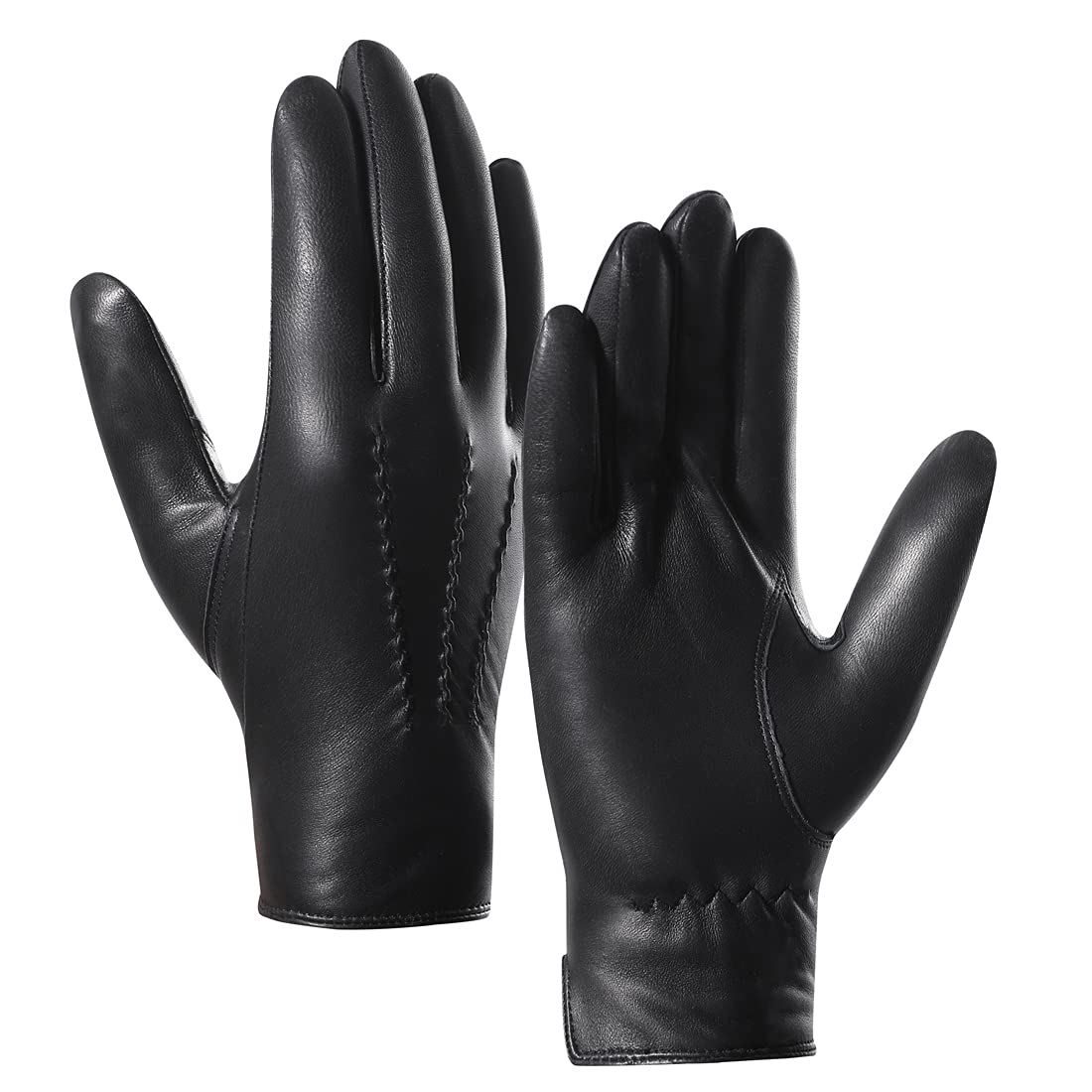 Harssidanzar Men's Italian Sheepskin Leather Gloves - Black