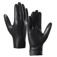 Harssidanzar Men's Italian Sheepskin Leather Gloves - Black