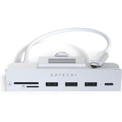 Satechi USB C Hub, iMac USB Adapter, USB C Data Port, USB-A 3.0 Data, Micro/SD Card Readers, USB C Clamp Hub for iMac M4, Does Not Fit 2020 iMac & Earlier Models - Silver