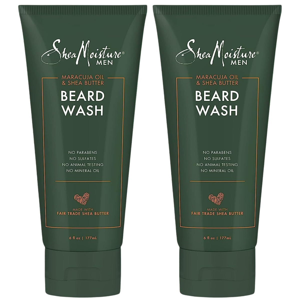 Shea Moisture Beard Wash - All-in-One Beard Shampoo, Moisturizing with Maracuja Oil & Raw Organic Shea Butter, Beard Care for Men, 6 fl oz (Pack of 2)