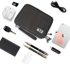 eWINNER Double Layer Travel Gadget Electronic Accessories Storage Bag for USB Cable/SD Card/Hard Drive/Charger/Phone and More (Black)