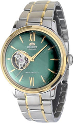 Orient RA-AG0432 Bambino Semi Skeleton Automatic Mechanical Analog Wrist Watch for Men, 40.5 mm Case Size, Green/Silver