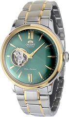 Orient RA-AG0432 Bambino Semi Skeleton Automatic Mechanical Analog Wrist Watch for Men, 40.5 mm Case Size, Green/Silver