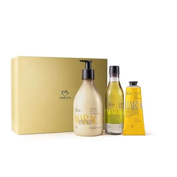 Natura Passion Fruit Anti Stress Holiday Gift Set Maracujá Body Lotion, Shower Oil & Hand Cream Hydrating & Soothing Skincare Gift  Natural & Sustainable Brazilian Beauty 3 Piece Set