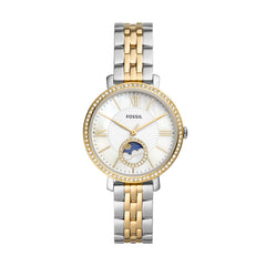 Fossil Casual Watch Analog Display Quartz for Women Silver/Gold Moonphase