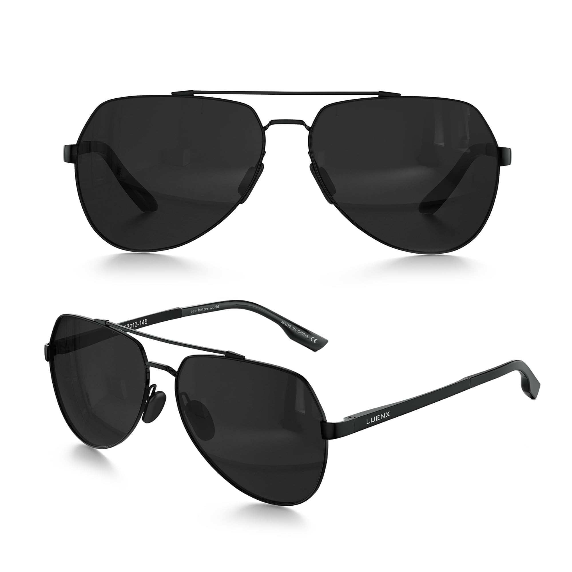 LUENX Aviator Sunglasses for Women Men Polarized Lens with Accessories - UV 400 Protection 60MM
