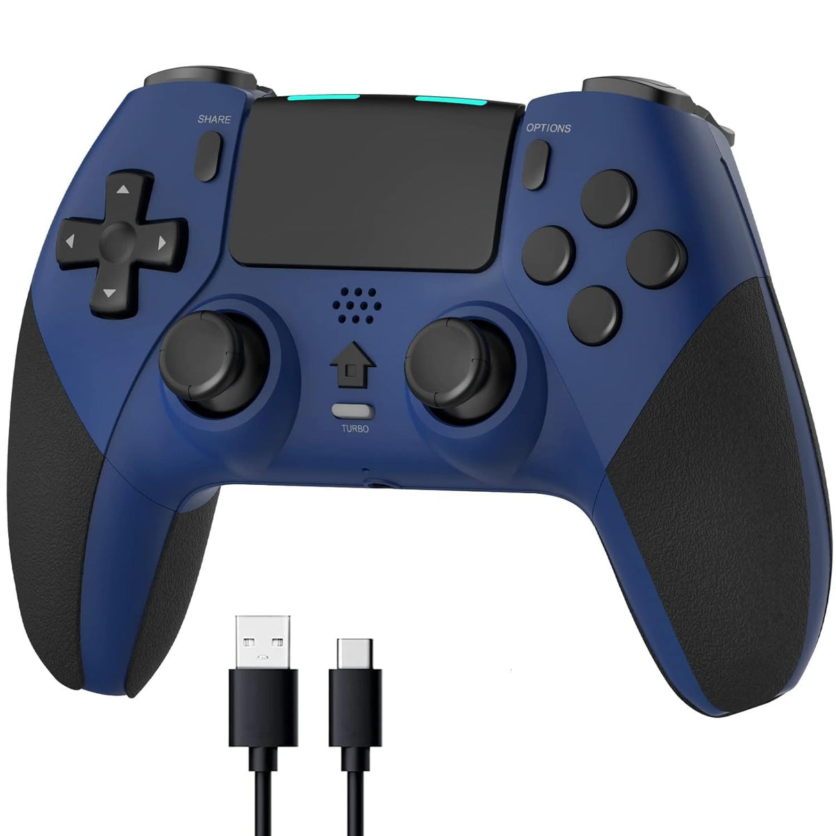 Wireless Pro Controller for PS4 Controller, Game Controller Compatible with Playstation 4/Slim/Pro/PC,Built-in 800mAh Rechargeable Battery/Responsive Joystick and Buttons/Audio/Turbo (Blue & Black)