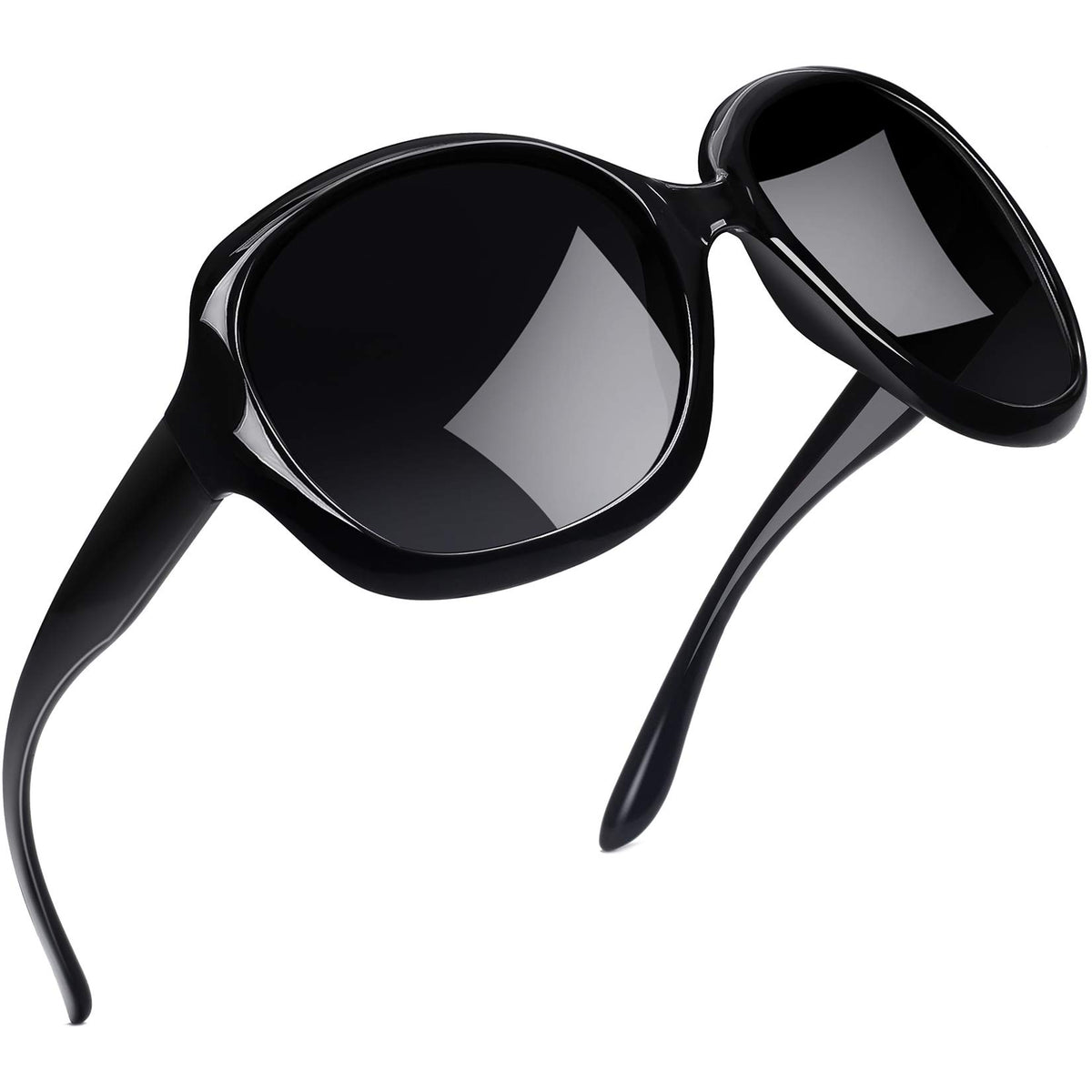 Joopin Polarized Sunglasses for Women, Ladies Big Frame Polarized Eyewear UV400 Protection Driving Fishing - Black