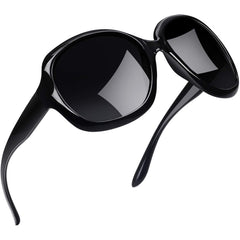 Joopin Polarized Sunglasses for Women, Ladies Big Frame Polarized Eyewear UV400 Protection Driving Fishing - Black