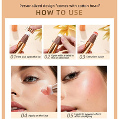 MAKINGTEC 3 Pcs Cream Contour Sticks with Cushion Applicator,Shades with Highlighter & Blush,Waterproof Contour Pen,Highlighter Stick,Blush Stick Easy to Create 3D Face Makeup