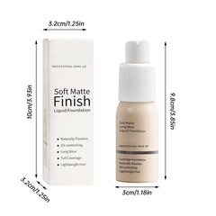 Classic Finish Foundation, Full Coverage Foundation, Matte Poreless Liquid Foundation Makeup, 24h Matte Oil Control Concealer