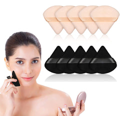 KASTWAVE Soft Triangle Makeup Powder Puff for Loose & Mineral Powders, Ideal for Contouring & Under Eyes, Includes Strap (Black & Nude)