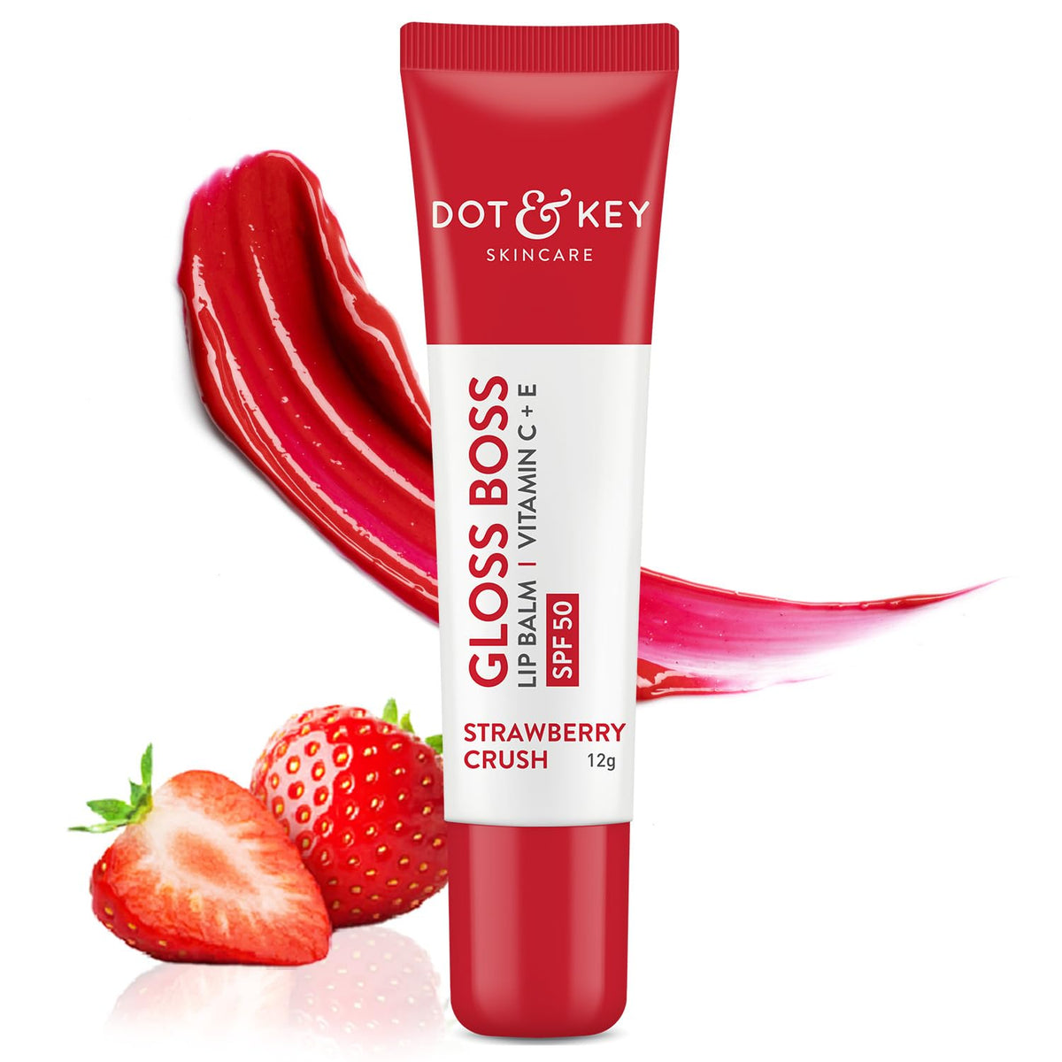 Dot & Key Strawberry Lip Balm for soft and naturally pink lips| SPF 30 & Vitamin C+E| fades lip pigmentation|for dark lips, 12g