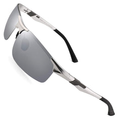 PUKCLAR Mens Driving Sunglasses Polarized Sports Sunglasses Al-Mg Metal Frame Cycling Fishing Golf Goggles