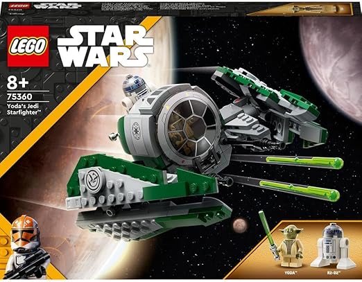 LEGO 75360 Star Wars Yoda's Jedi Starfighter Building Toy for Kids, Boys & Girls, The Clone Wars Vehicle Set with Master Yoda Minifigure, Lightsaber and Droid R2-D2 Figure