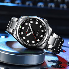 CURREN New Model CURREN-men's analog quartz wristwatches, stainless steel bracelet, luminous hand watch, simple, business, fashion brand, 8451 - SILVER BLACK