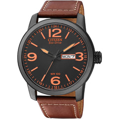 Citizen Men's Analogue Eco-Drive Watch with Leather Strap BM8476-07EE, Black/Brown, Strap