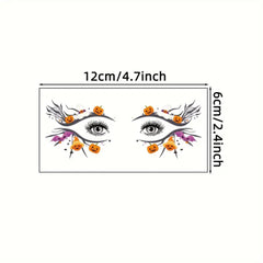 10-Pack Halloween Eye Tattoos - Waterproof, Realistic, Colourful Fake Tattoo Stickers for Halloween party