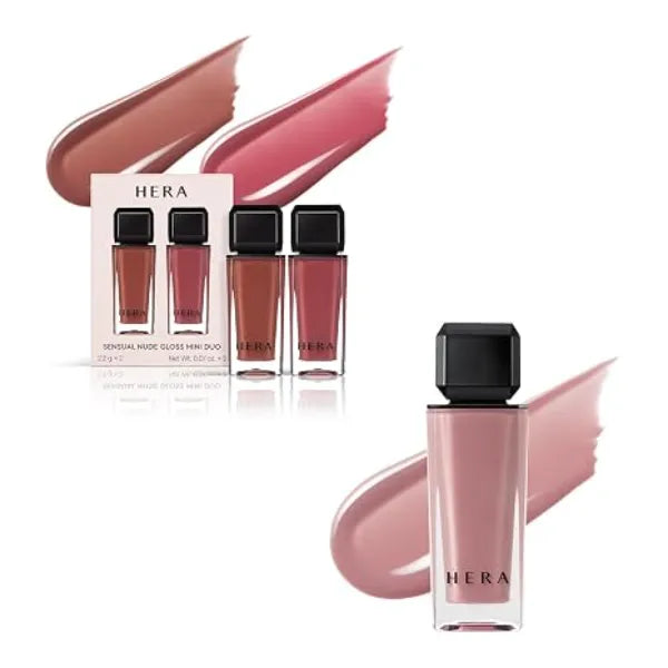 HERA Sensual Nude Lip Gloss #401 NUDIST and Sensual Nude Lip Gloss Mini Duo #462 SPEECHLESS + #380 CHERISH