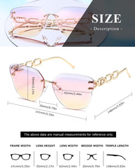 AEVOGUE Sunglasses For Women Oversized Rimless Diamond Cutting Lens Sun Glasses AE0534
