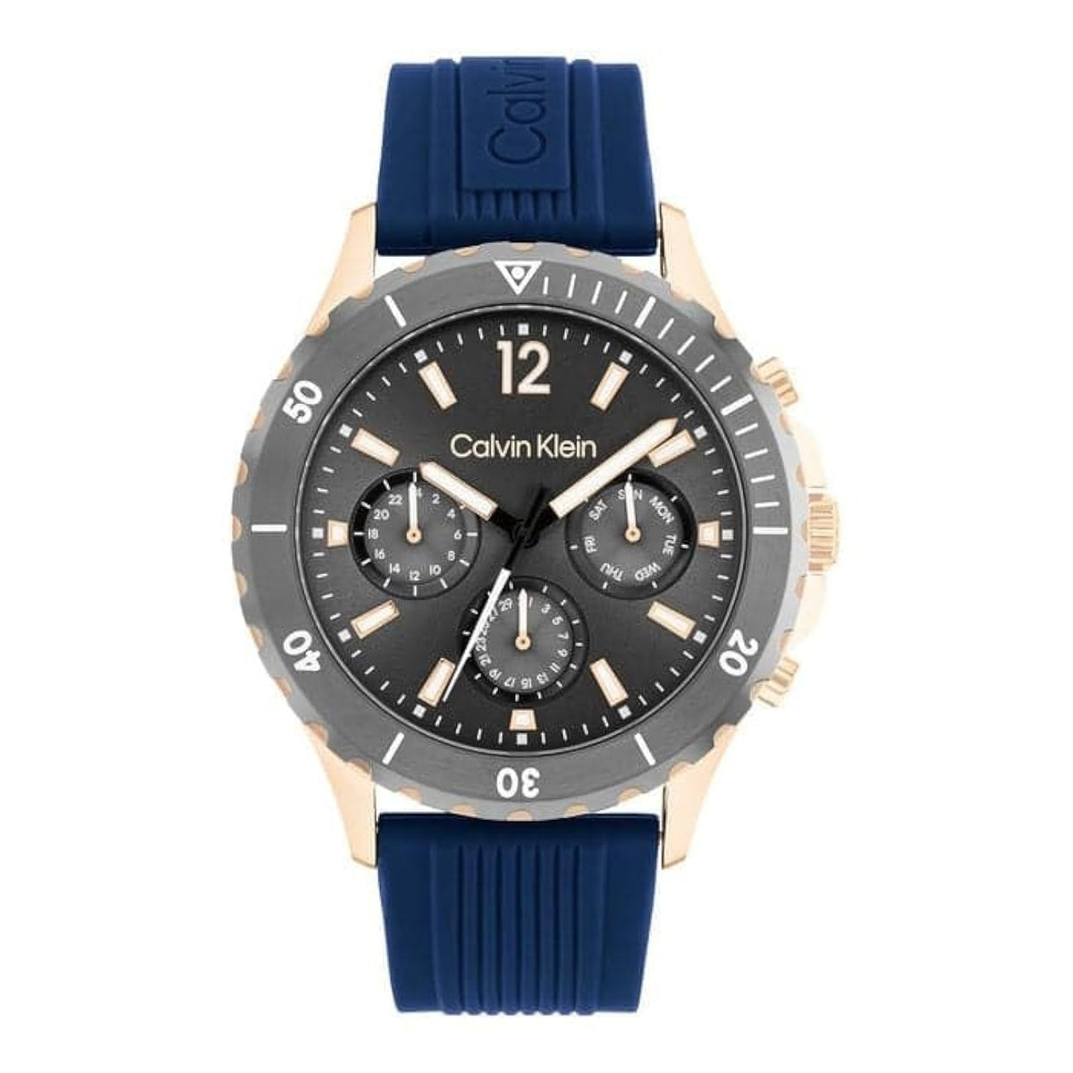 CALVIN KLEIN MEN'S COOL GREY DIAL BLUE SILICONE WATCH - 25200316