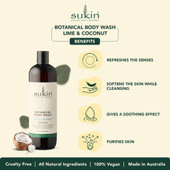 Sukin Botanical Body Wash Lime & Coconut 500Ml