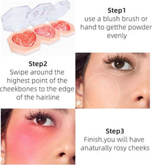 NALACAL Blusher Palette with Brush, 3-in-1 Baked Powder Blush for Cheeks – Natural-Looking, a Radiant Long-Lasting Natural Glowing, Smudge-Proof, Skin-Friendly, and Easy to Blend (Pink)