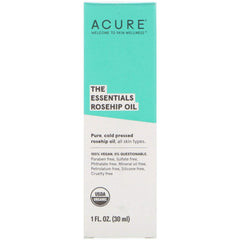 Acure Essentials Rosehip Oil – 30ml | 100% Pure Cold-Pressed Facial Oil for Glowing, Hydrated Skin | For All Skin Types