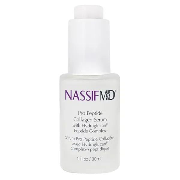 NassifMD Pro Peptide Collagen Serum, Clinical Grade with Premium Ingredients for Hydrated Smooth Skin, Lightweight Fast Absorbing Anti Aging Formula for Softer Texture and Healthy Glow, 1 oz